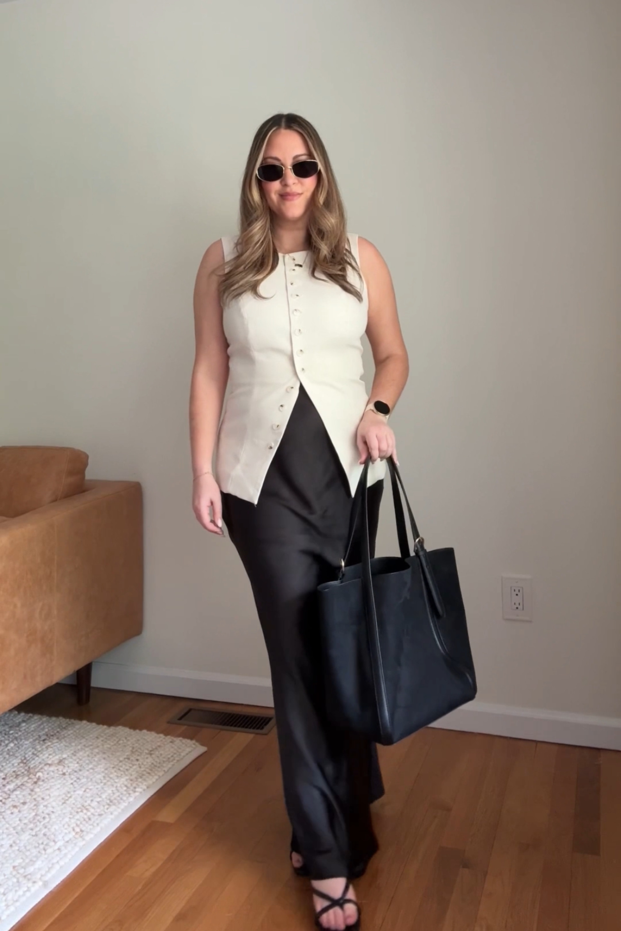 Spring Capsule 〰️ Ways to wear a satin skirt. Skirt is old REVOLVE so linking similar! M in tailored vest.

satin skirt outfit, maxi skirt outfit, black maxi skirt, black satin skirt, spring outfits, workwear outfit, spring capsule wardrobe 

 #LTKSeasonal #LTKFindsUnder100 #LTKStyleTip