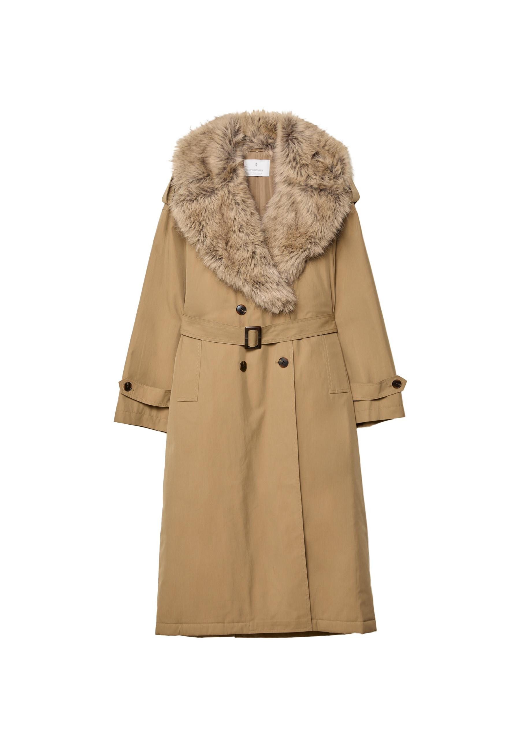 Trench matelassé long détail fausse fourrure - Tout afficher femme | Stradivarius France | Stradivarius (FR)