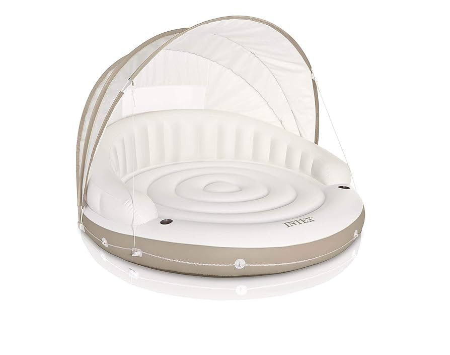 Intex 58292EP Canopy Island Inflatable Pool Float: Comfortable Lounge Surface – Built-in Cup Ho... | Amazon (US)
