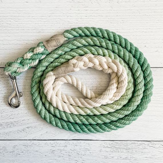 Forest Green Cotton Rope Dog Leash // Ombre Rope Leash // Cotton Rope Leash // Rope Dog Lead | Etsy (US)