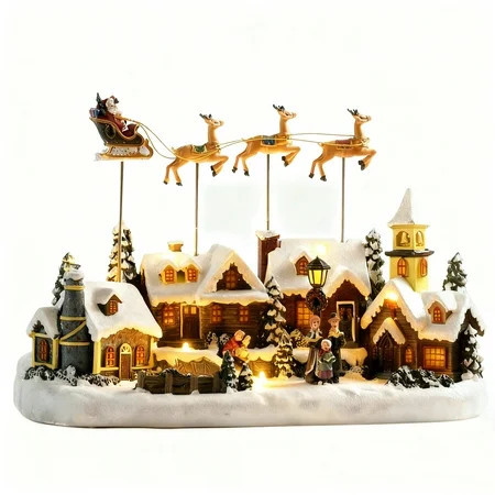Melody Nature 12 inch LED Christmas Village with Santa and Deer Indoor Decor | Walmart (US)