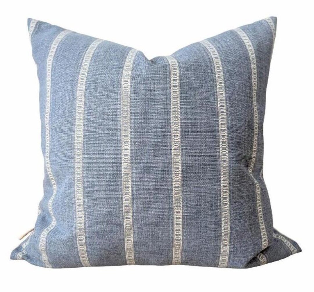 Blue Pillow, Light Blue Stripped Throw Pillow , Modern Cottage Chambray Blue Pillow , Farmhouse P... | Etsy (US)