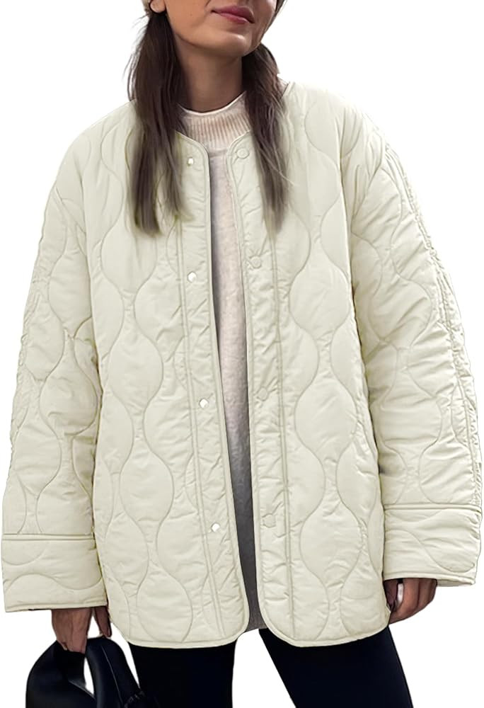 PEHMEA Women's Oversized Lightweight Quilted Jacket Button Down Fall Winter Coats Puffer Padded w... | Amazon (US)