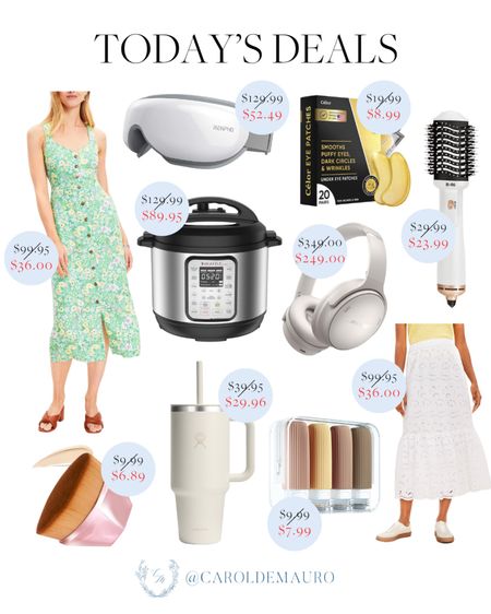 Grab today’s deals including a floral midi dress, bose headphones, eye massager, a foundation brush and more!
#summersale #fashiondeal #homeappliance #travelessential

#LTKSeasonal #LTKTravel #LTKHome