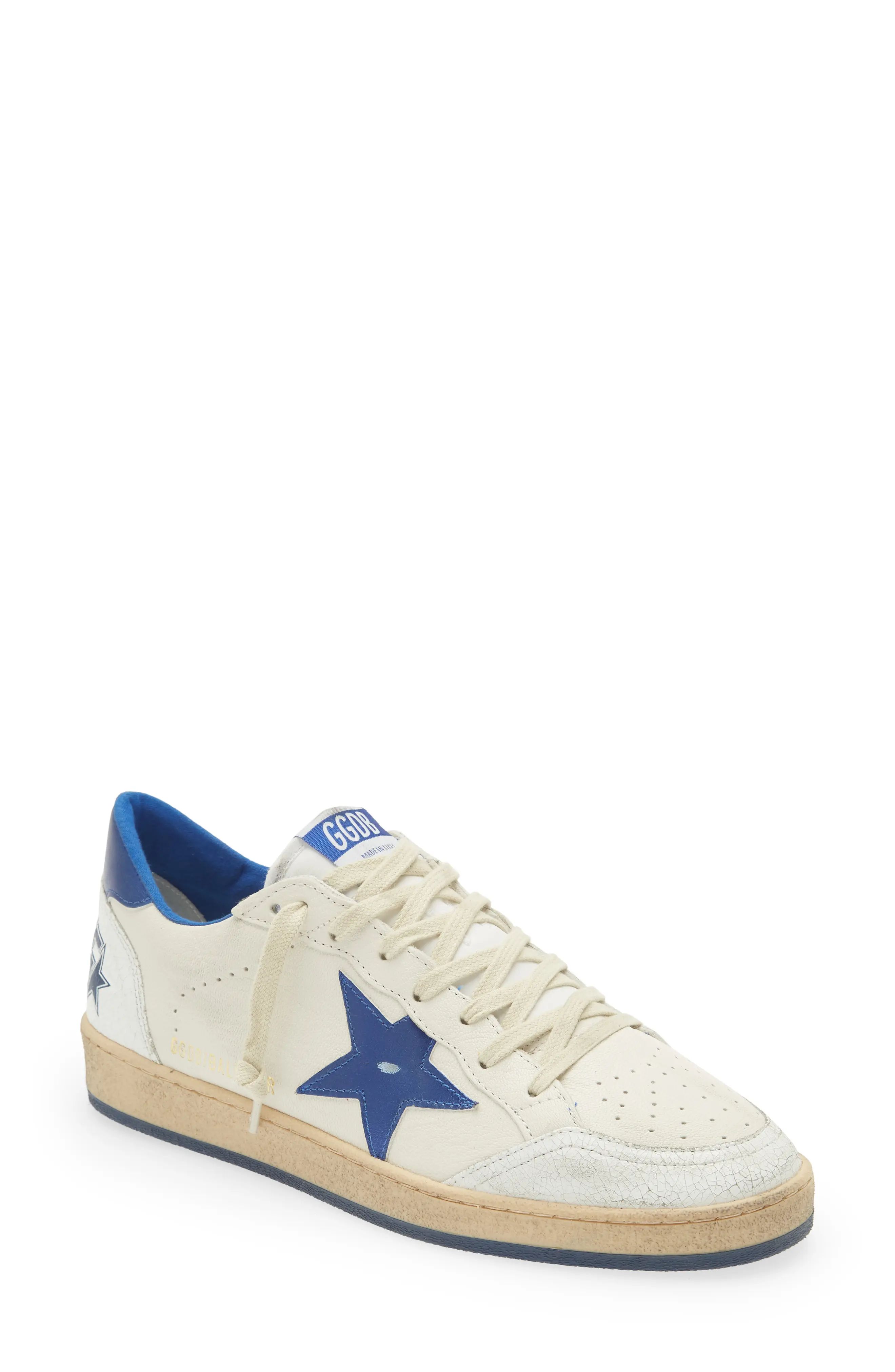 Golden Goose Ball Star Low Top Sneaker in White/Bluette at Nordstrom, Size 9Us | Nordstrom