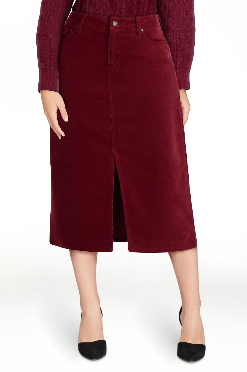 Time and Tru Women's Corduroy Midi Skirt with Front Slit, Sizes 0-20 | Walmart (US)