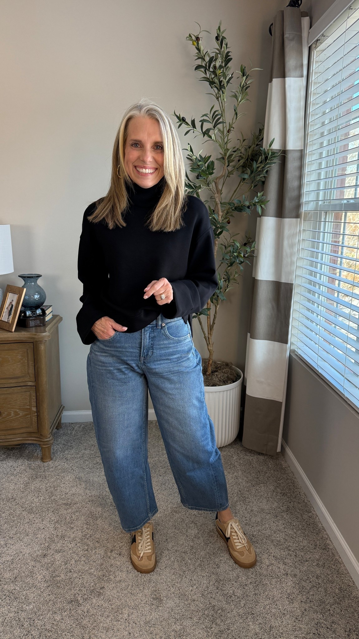 Spanx for the new year. Wearing PS in Jean and small in turtleneck (on sale and if you bundle 2 AirEssentials pieces you get an extra 15% off) 

#LTKSaleAlert #LTKOver40