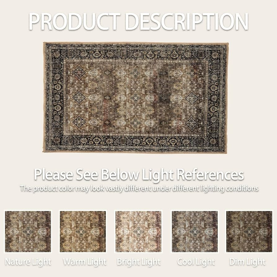 8x10 Washable Non-Slip Area Rugs for Living Room, Dining Room, Bedroom Home Office-Vintage Floral... | Amazon (US)