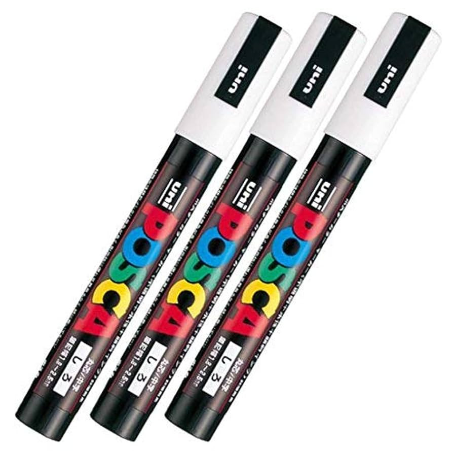 Uni Posca Paint Marker Pen PC-5M , Medium Point, White Ink, Value Set of 3 | Amazon (US)