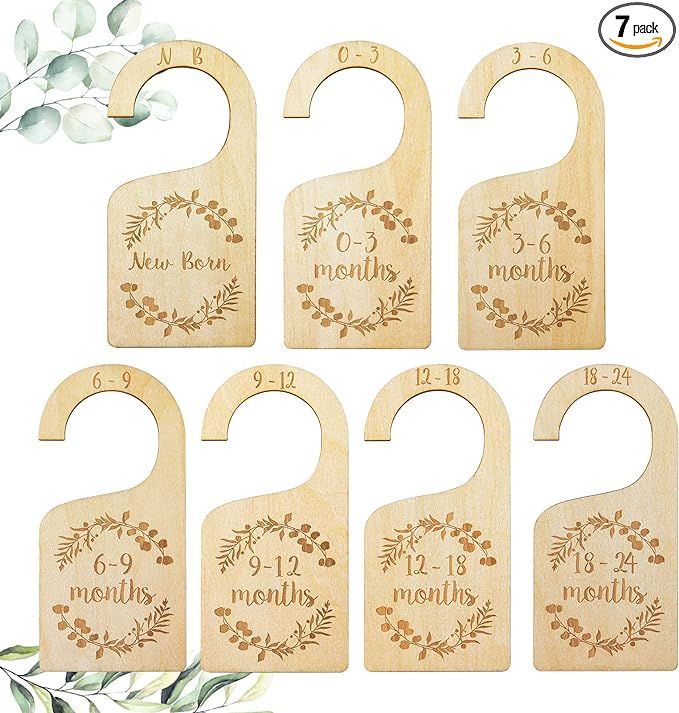 Baby Closet Dividers, 7 Pcs Double-Sided Wooden Baby Closet Organizer from Newborn to 24 Months, ... | Amazon (US)