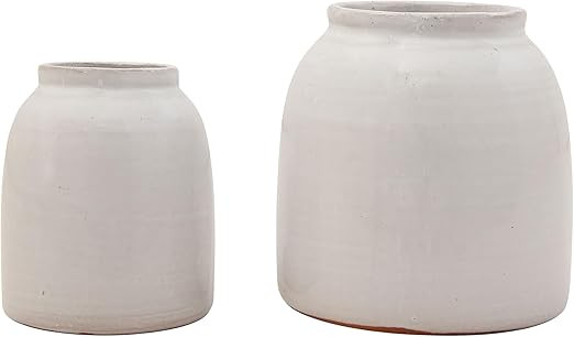 Creative Co-Op White Terracotta Vases, Small and Large, White | Amazon (US)