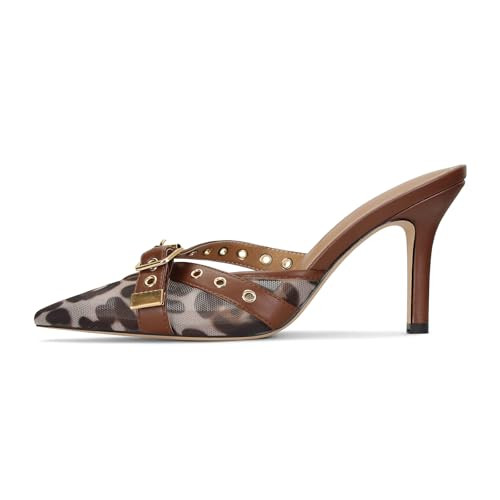 Dsevht Black Kitten Heels for Women Pointed Closed Toe Dressy Bow Heel Vintage Heeled Mules Sexy Pointy Studded Slip on Stiletto Pump Shoes | Amazon (US)