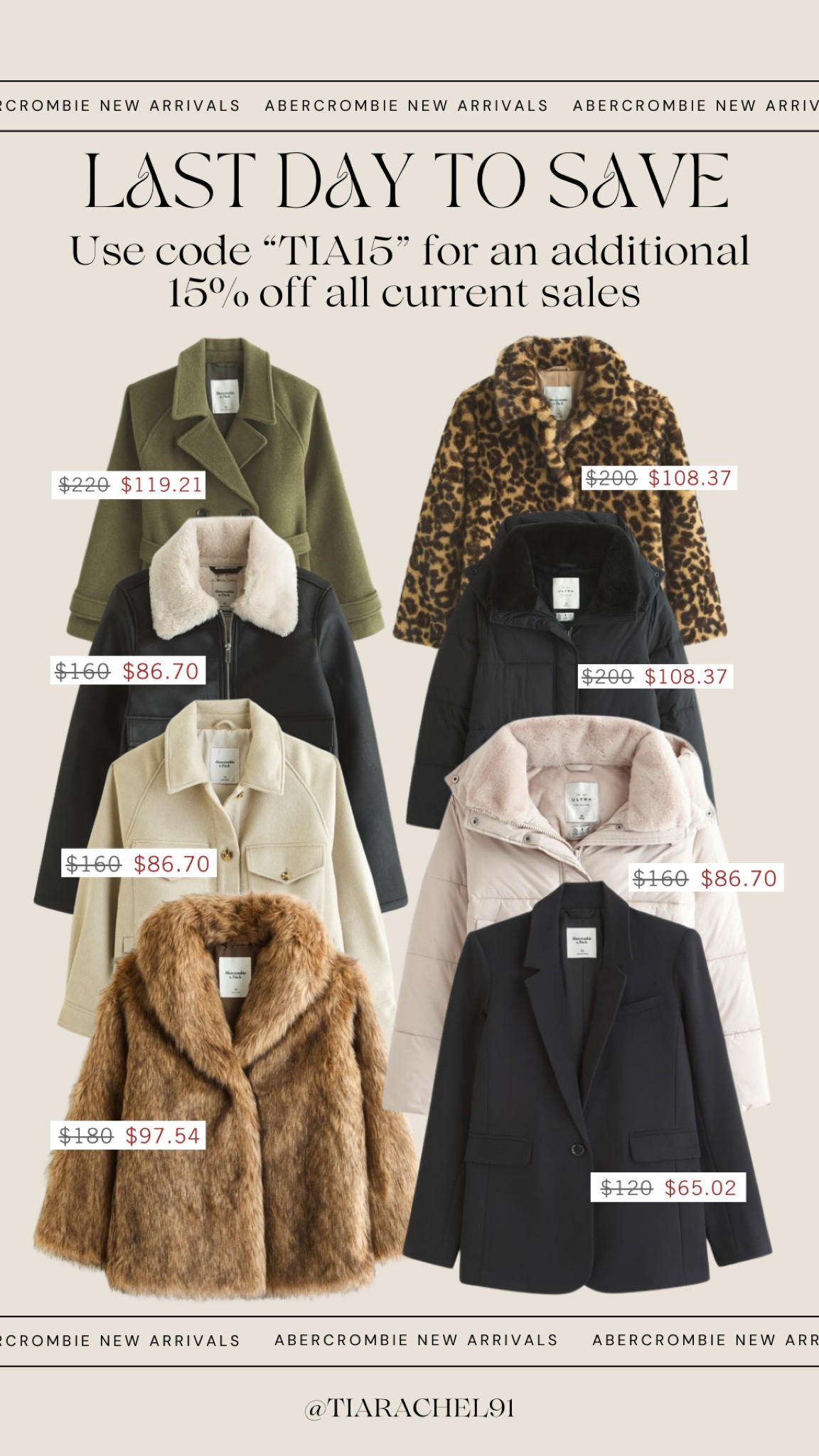 LAST DAY to shop Abercrombie’s Cyber Sale and use my code “TIA15” for an additional 15% off!! Linked top outerwear picks here 

#LTKHoliday #LTKGiftGuide #LTKCyberWeek