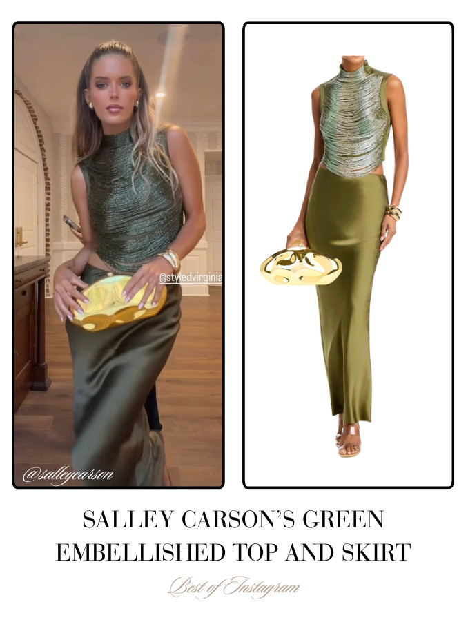 Salley Carson's Green Embellished Top and Skirt 📸= @salleycarson Styling: @styledvirginia 

 