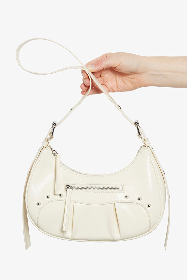 White small studded hand bag | Monki