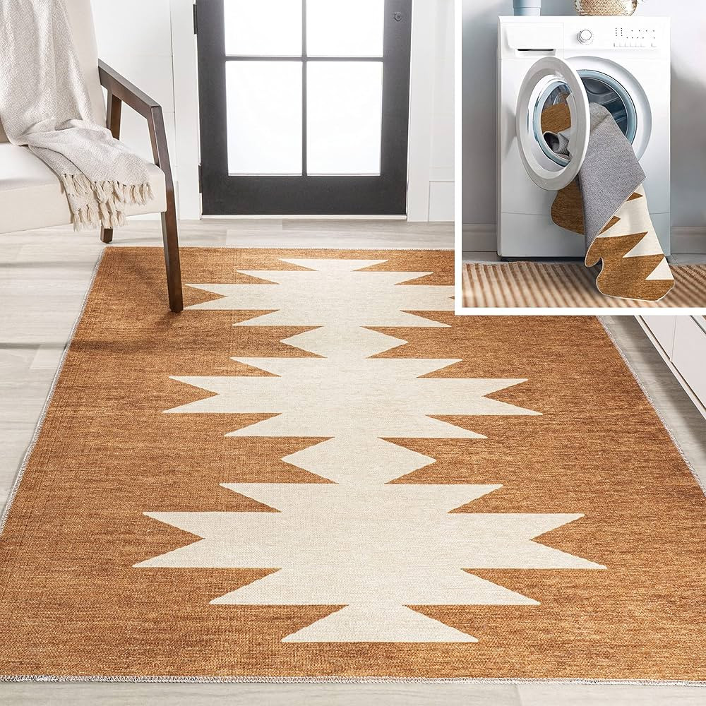 JONATHAN Y WSH110A-8 Chayton Minimalist Geometric Machine-Washable Indoor Area -Rug, Bohemian Sou... | Amazon (US)