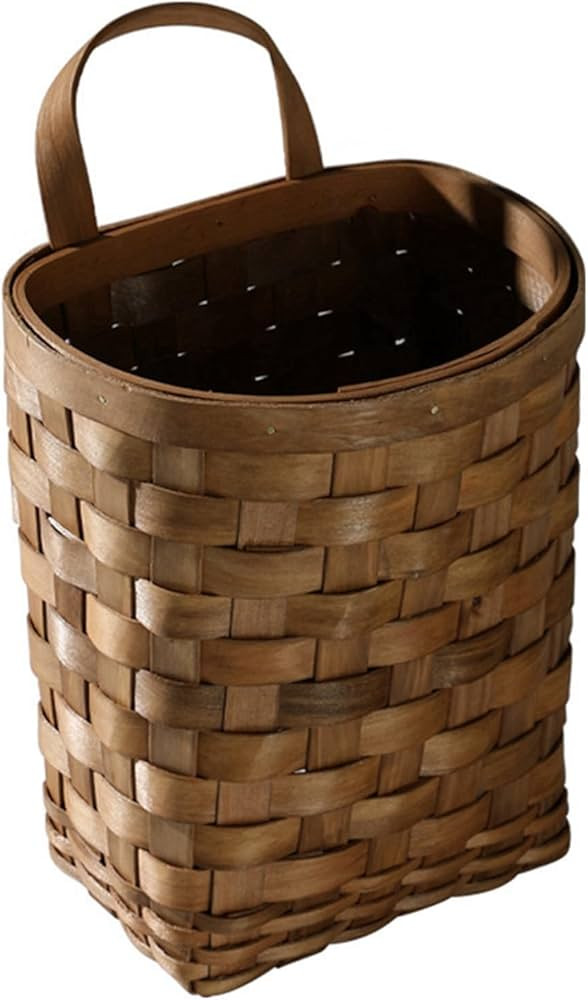 Ochine Hanging Basket Hanging Wicker Basket, Hand-Woven Wood Storage Basket Portable Wall Hanging... | Amazon (US)
