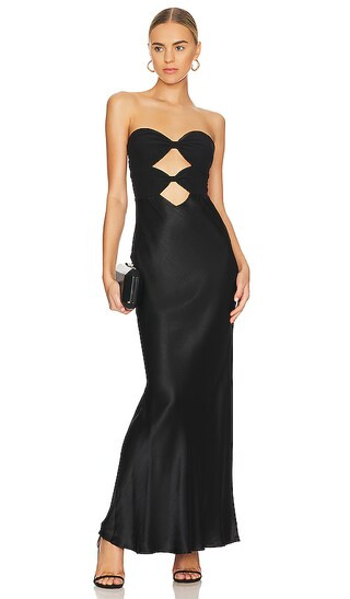 Halle Strapless Maxi Dress in Black | Revolve Clothing (Global)
