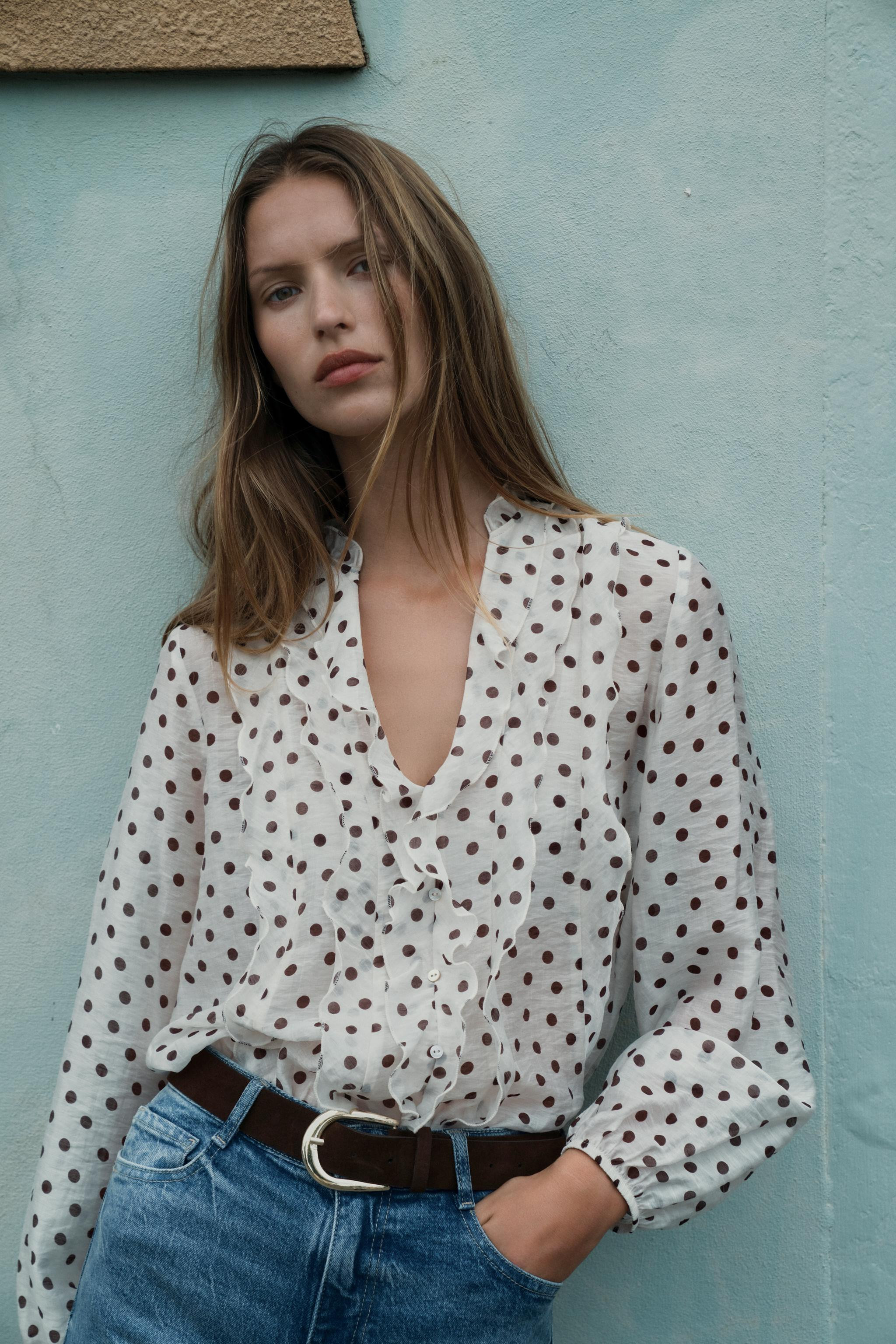 POLKA DOT RUFFLED BLOUSE | Zara UK
