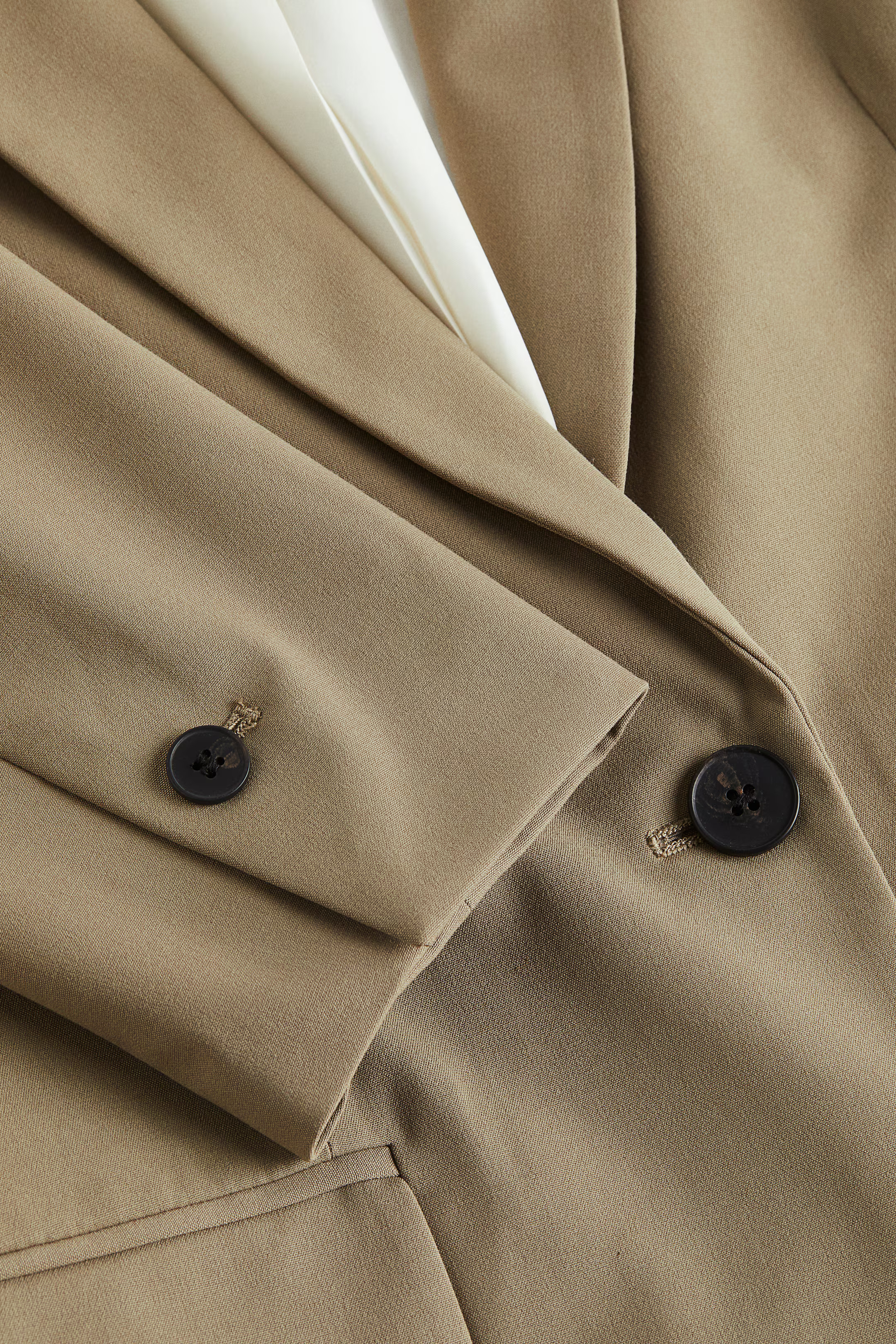 Single-breasted jacket - Long sleeve - Regular length - Khaki green - Ladies | H&M GB | H&M (UK, MY, IN, SG, PH, TW, HK)