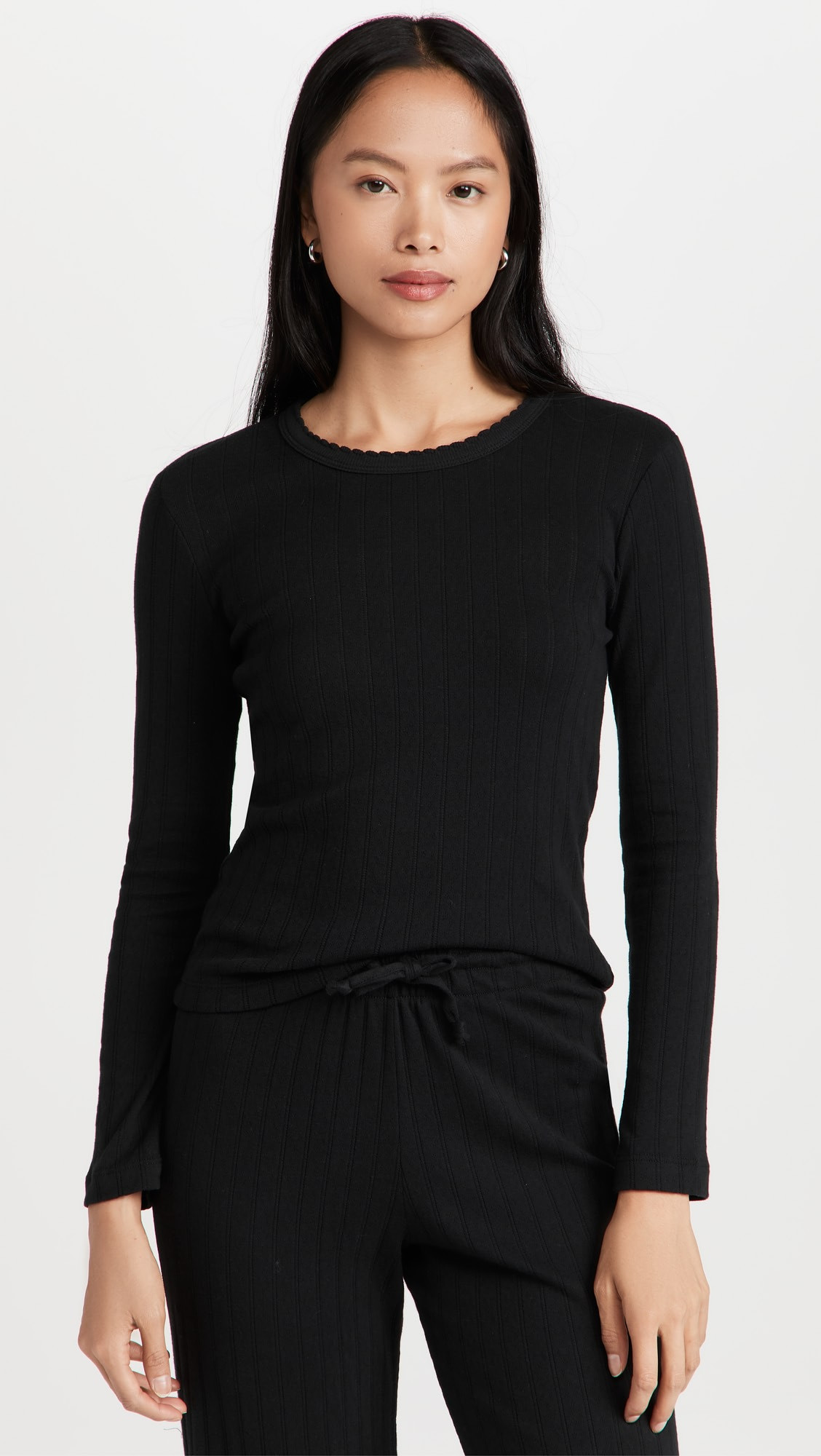 Pointelle Slim Fit Long Sleeve Top | Shopbop