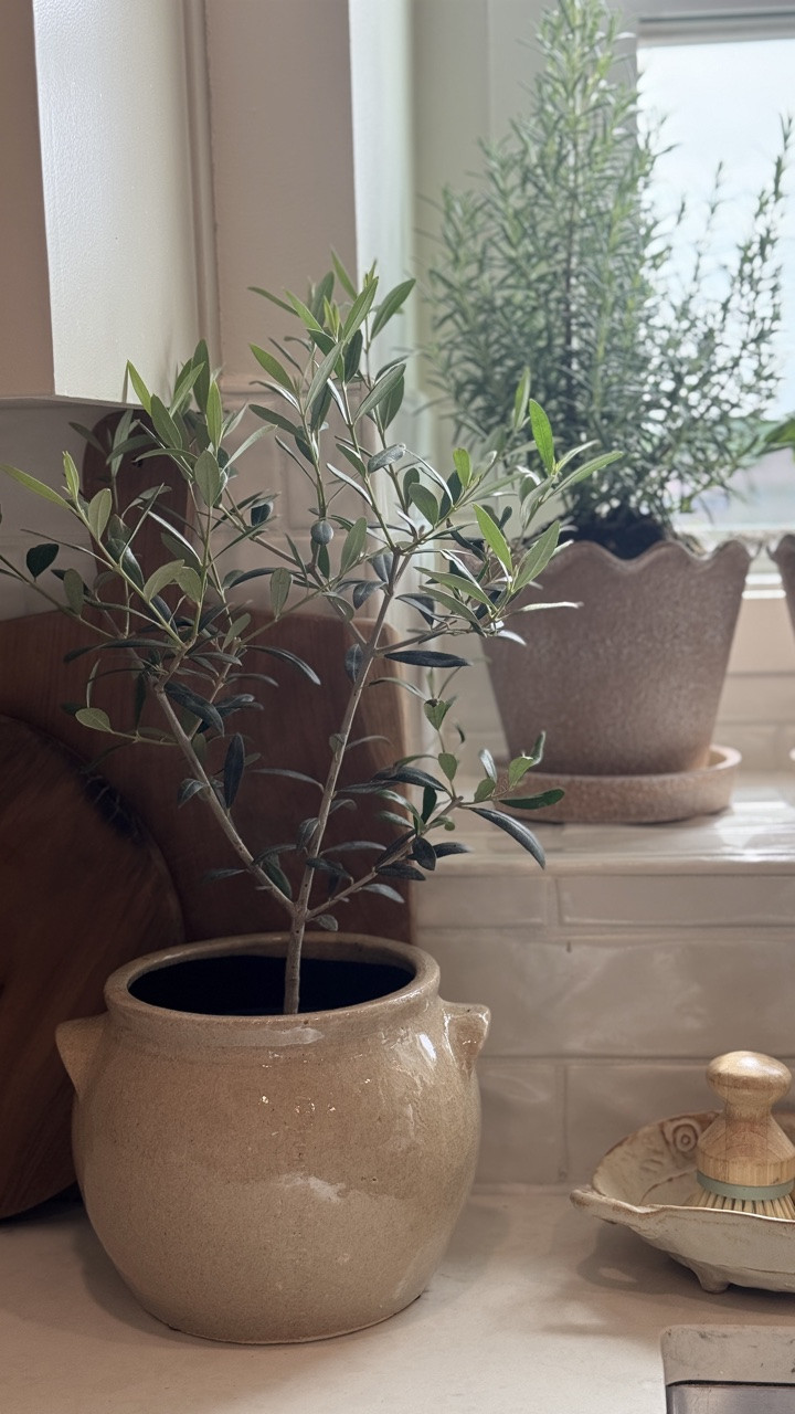 I just needed a little olive tree and live herbs to complete my kitchen... 🌿 
I just found my little olive tree, grown Rosmery and basil from @loweshomeimprovement 

Comment SHOP for the links 🤎
Follow me at @kelihomestyle