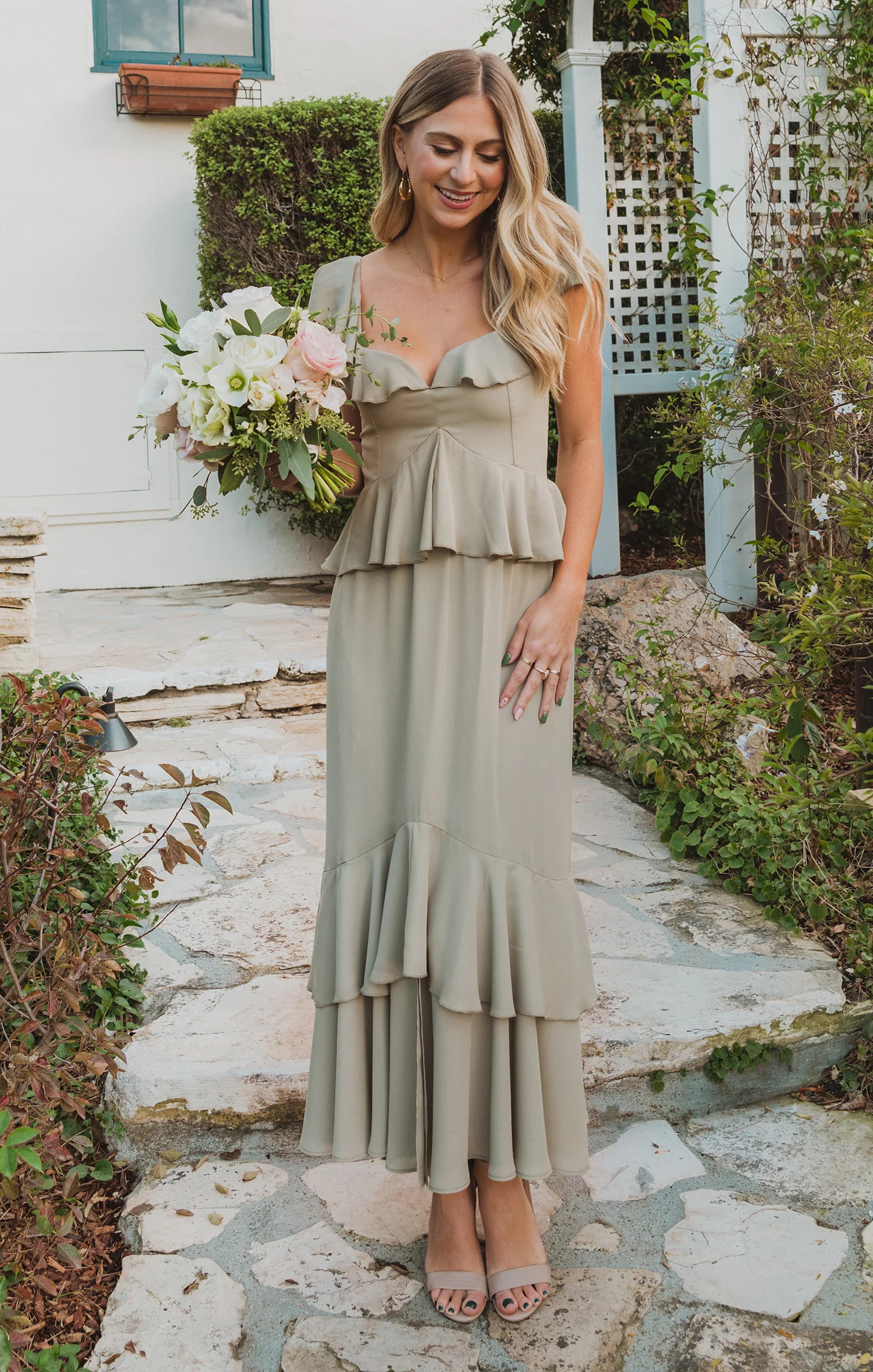 Reese Ruffle Dress ~ Moss Green Crisp | Show Me Your Mumu