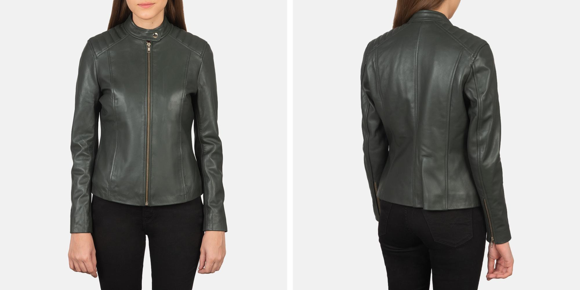 Kelsee Green Leather Biker Jacket | The Jacket Maker