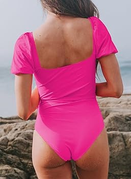 Aleumdr Women's High Waist Belted Short Sleeve One Piece Swimsuit Bathing Suit for Women and Teen... | Amazon (US)