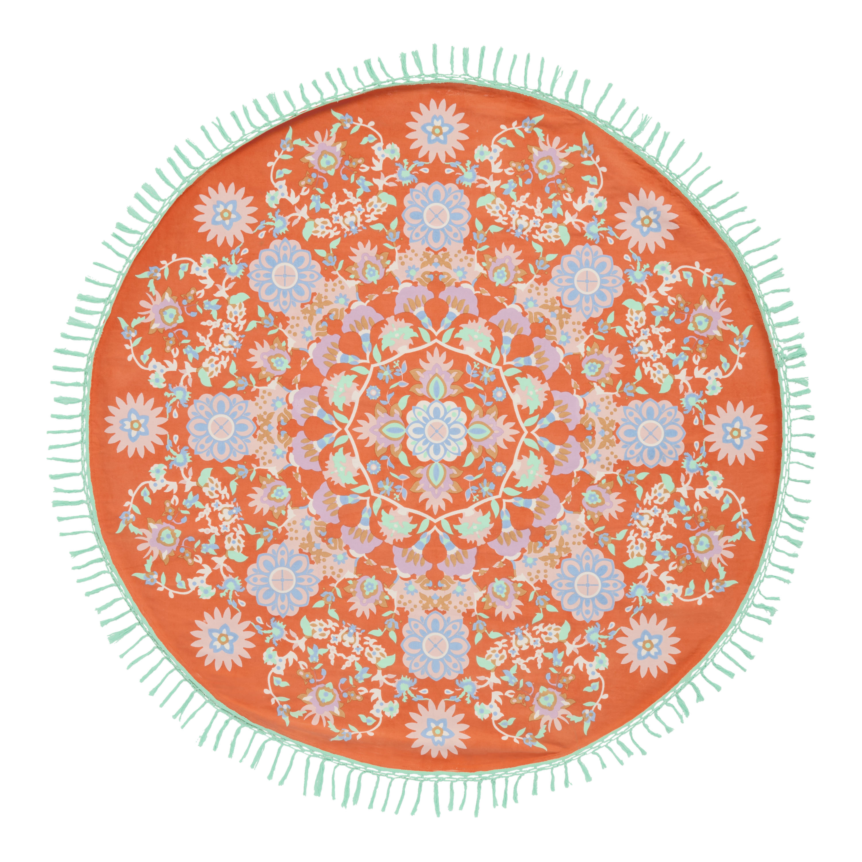 Round Orange Multicolor Kaleidoscope Cotton Festival Blanket | World Market