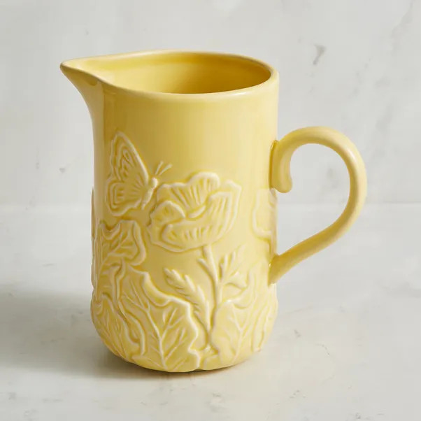 Embossed Floral Reactive Glaze Stoneware Jug | Dunelm
