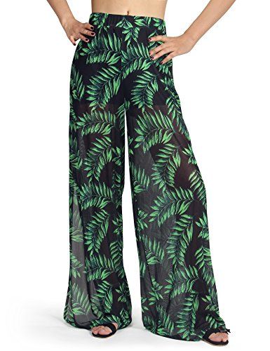 Dimildm Summer Pants for Women, Casual Loose Mesh Split Flowy Holiday Beach Palazzo Pants with Lined | Amazon (US)