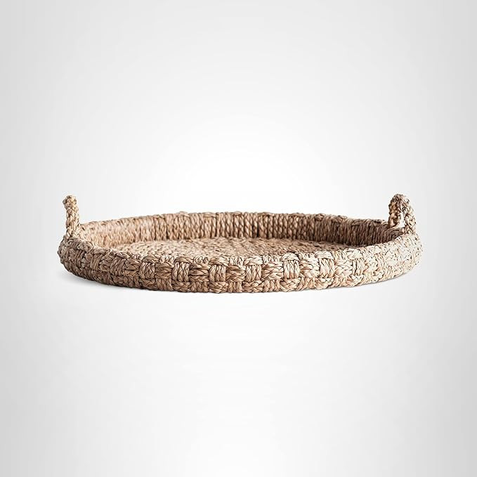 Creative Co-Op Round Braided Bankuan Tray with Handles | Amazon (US)