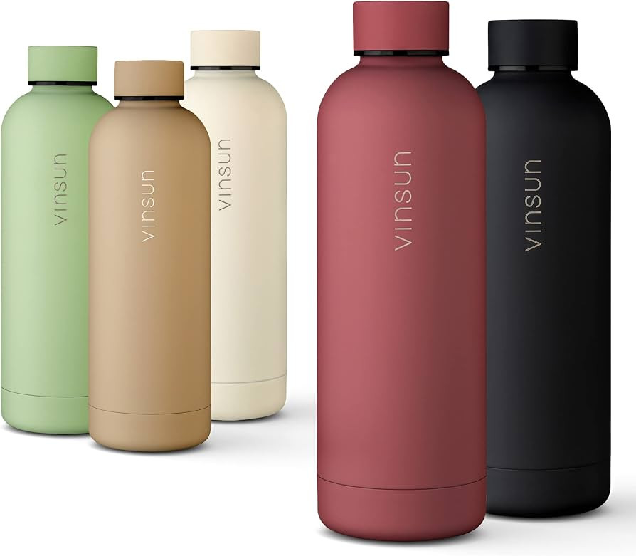 Vinsun Edelstahl Trinkflasche 500ml rot - auslaufsicher, Kohlensäure geeignet, BPA frei - Thermo... | Amazon (DE)