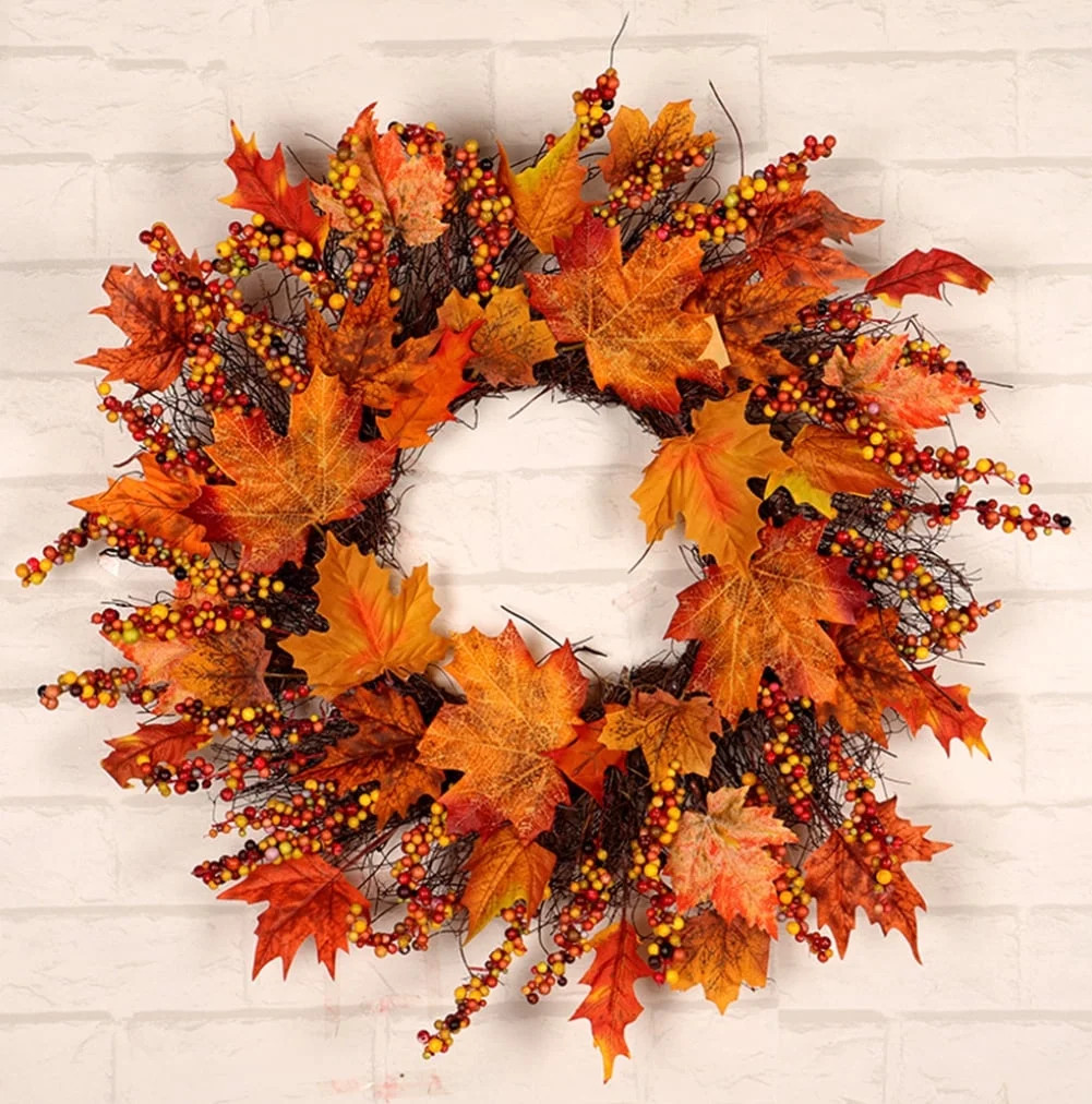 Yirtree Fall Wreath, Artificial Fall Wreaths for Front Door Outside, Autumn Wreath Harvest Fall D... | Walmart (US)