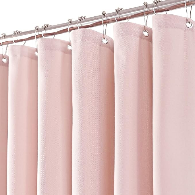 Extra Long Pink Linen Shower Curtain, Heavy Duty Fabric Shower Curtain for Girl's Room Partition,... | Amazon (US)