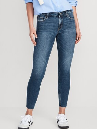 Mid-Rise Rockstar Super-Skinny Cut-Off Ankle Jeans for Women | Old Navy (US)