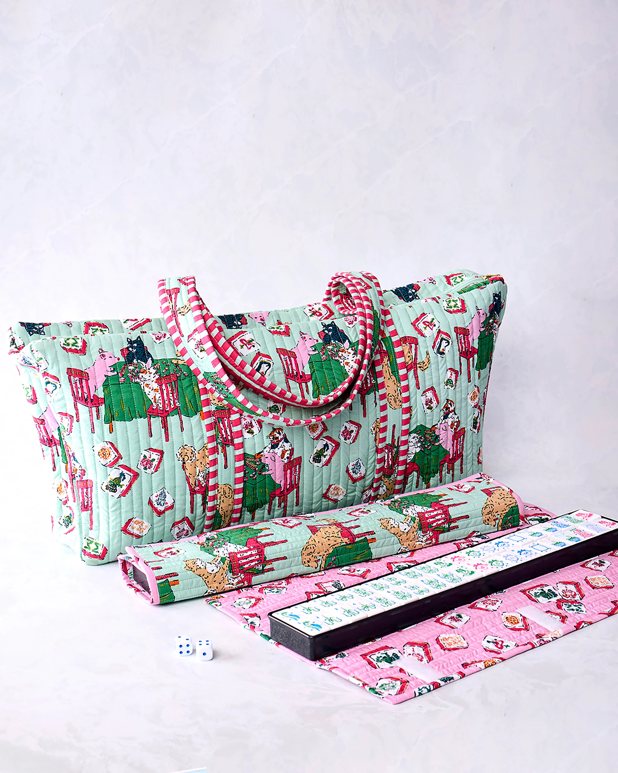 Mah Jongg Menagerie - Mah Jongg Bag - Pale Jade | Printfresh