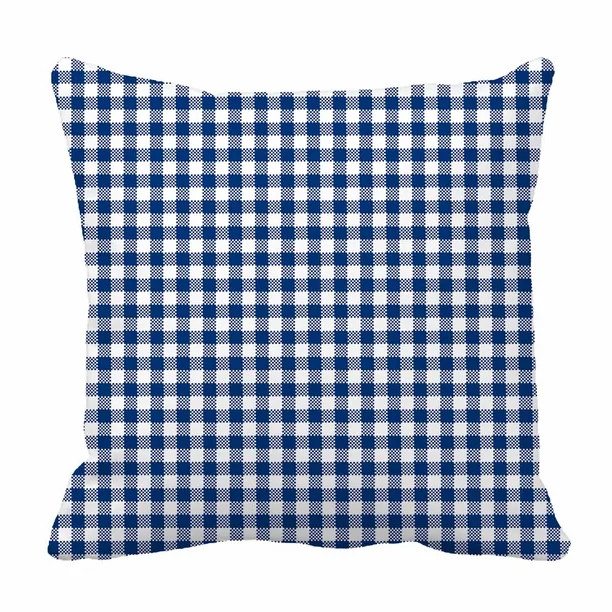 PKQWTM Blue Gingham Pattern Bed Decor Pillow Cases Zippered Cushion Cover Size 16x16 Inches | Walmart (US)