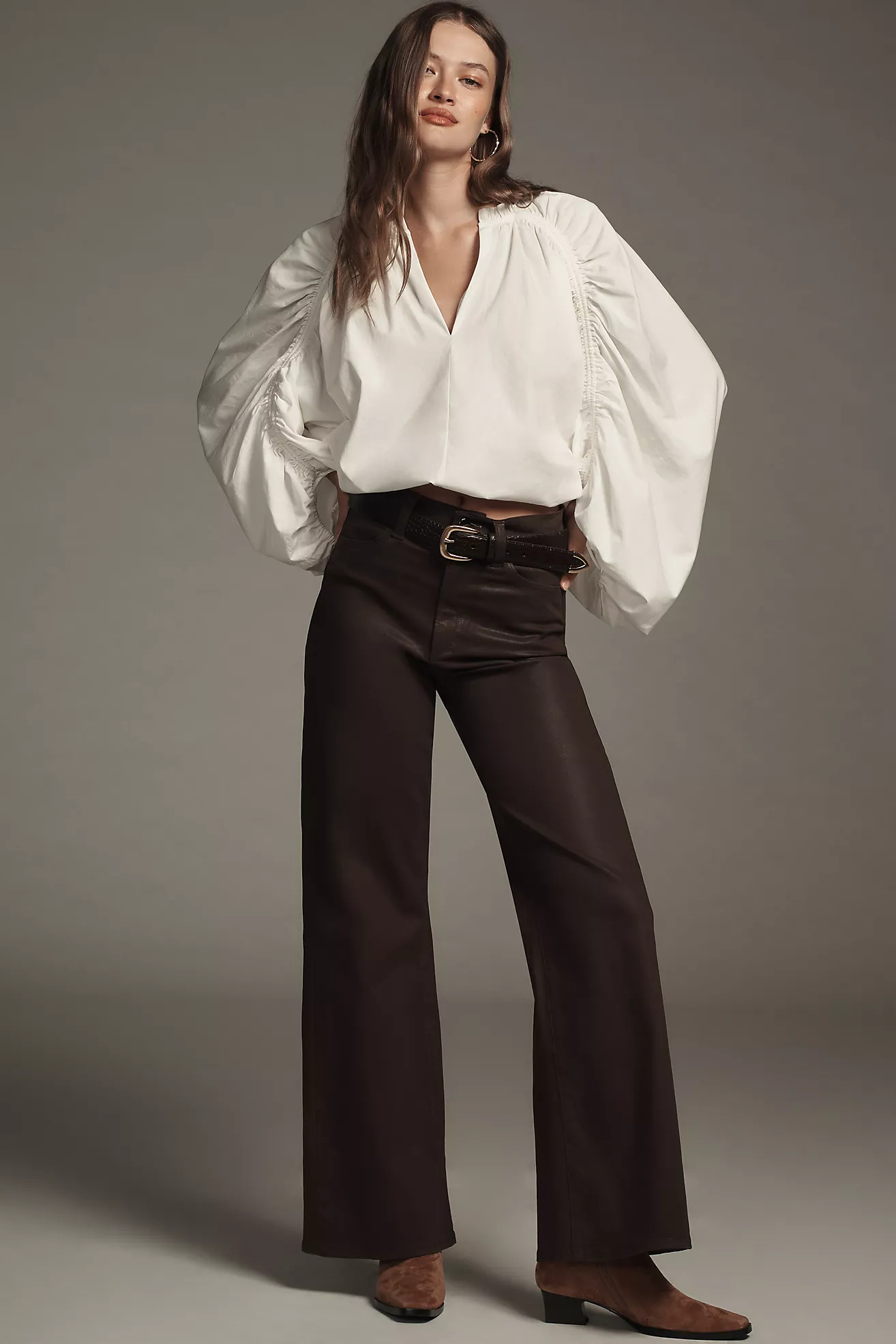 Joe's Jeans Petite Mia Coated High-Rise Wide-Leg Jeans | Anthropologie (US)