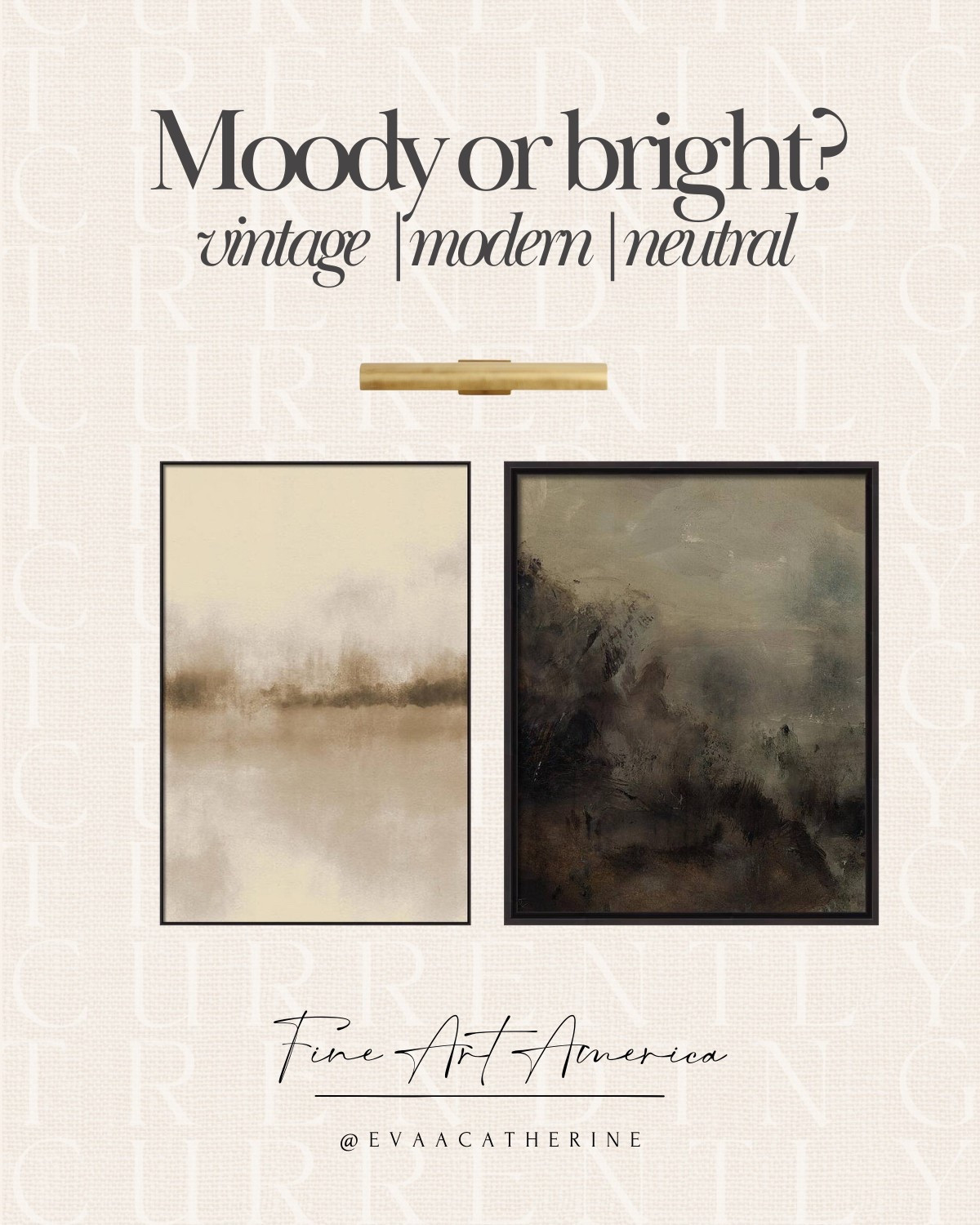 Moody or bright? That’s the current dilemma over here at Casa Chicollo 🤎✨ I love them both for different reasons, but only one can stay... which would you choose? Drop your pick below 👇

Both from Fine Art America 🤎

#neutraldecor #modernorganic #casachicollo #interiorinspo #vintagevibes #moodytones #brightspaces #designthoughts #entrywaystyle #artlovers #homerefresh #currentdilemma #LTKhome


#LTKHome