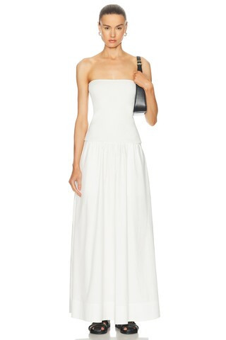 St. Agni Strapless Dress in White - White. Size L (also in ). | FWRD 