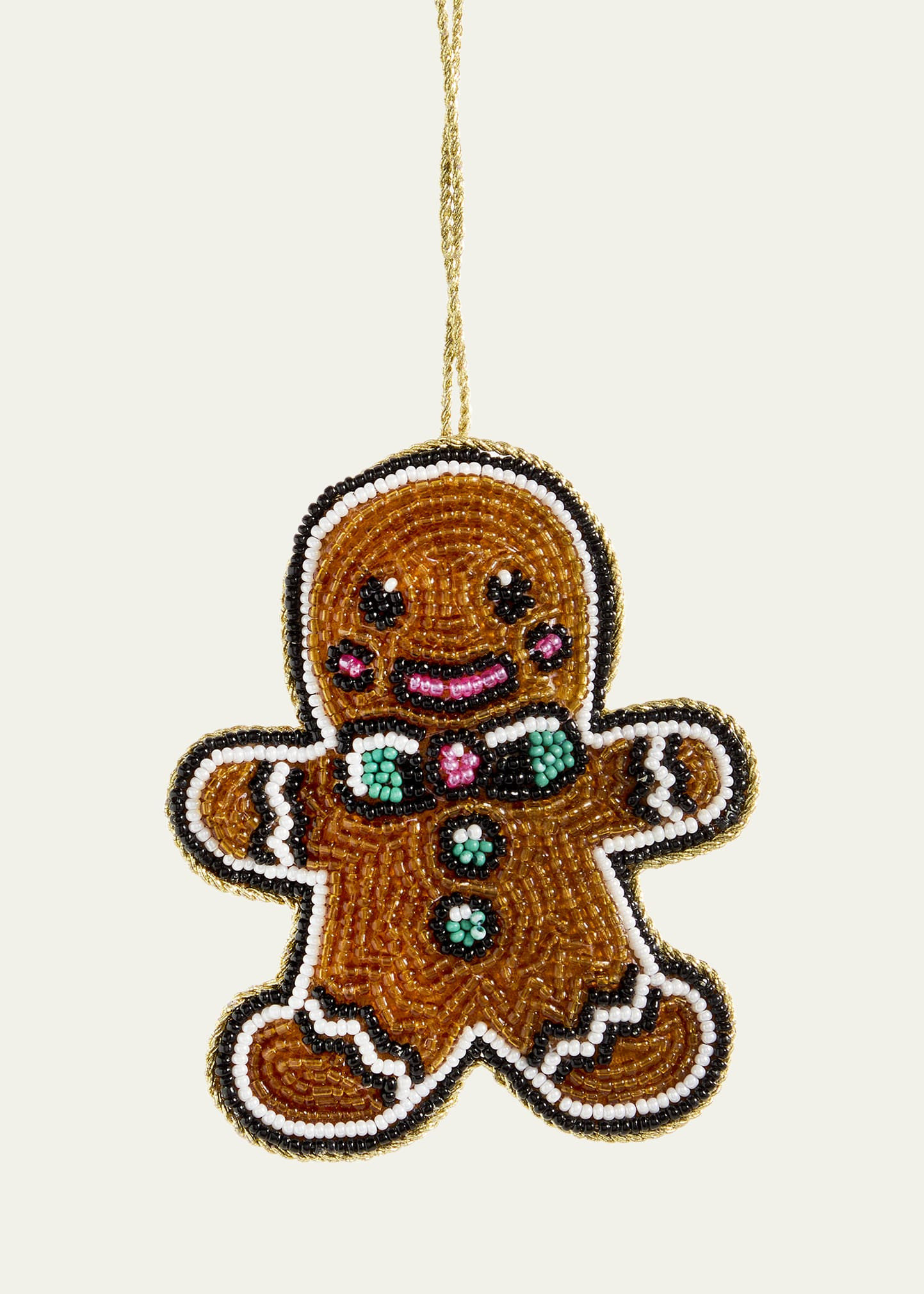 Sudha Pennathur Beaded Gingerbread Man Christmas Ornament | Bergdorf Goodman