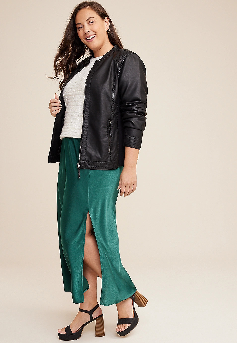 Plus Size Satin High Rise Maxi Skirt | Maurices