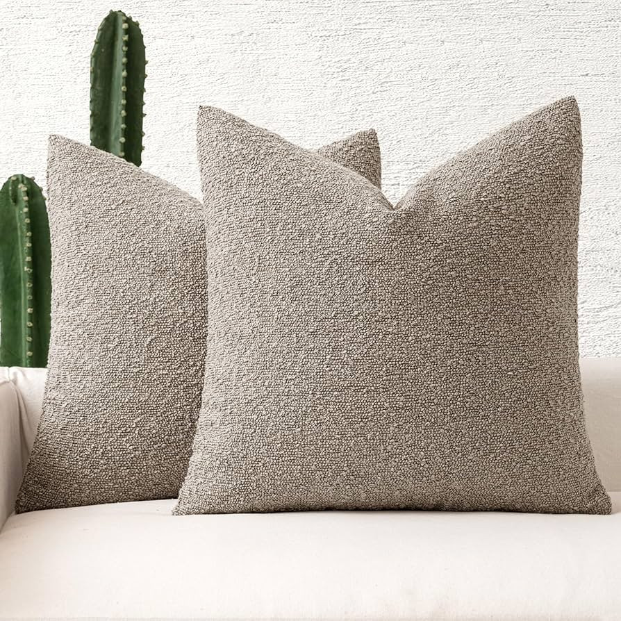 MIULEE Set of 2 Light Brown Throw Pillow Covers 18x18 Inch Decorative Couch Pillow Covers Texture... | Amazon (US)