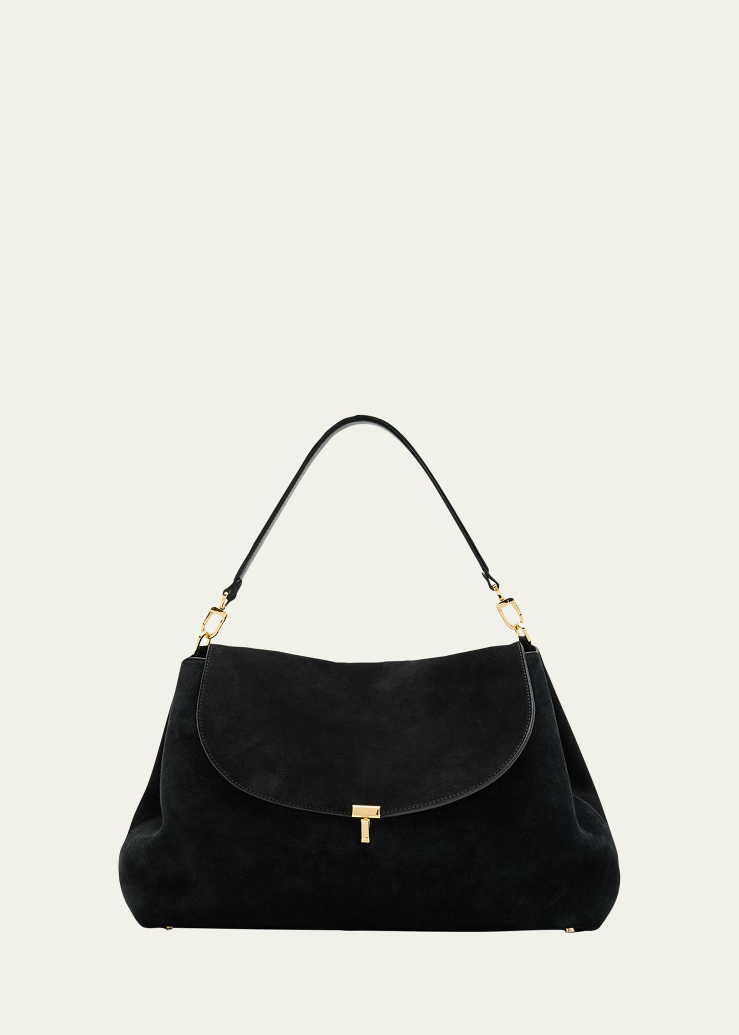 Toteme T-Lock Suede Shoulder Bag | Bergdorf Goodman