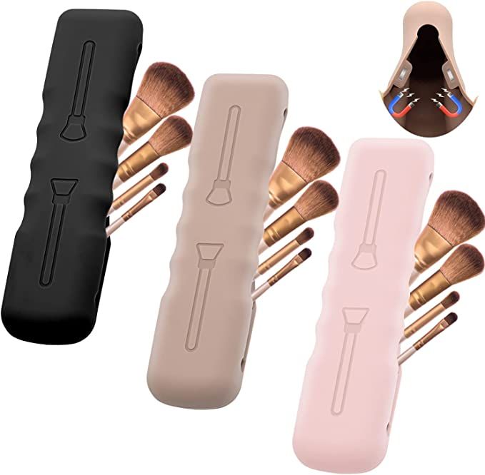 3Pack Travel Makeup Brush Holder,Silicone Makeup Brush Case Bag Soft Cute Portable Cosmetic Brush... | Amazon (US)