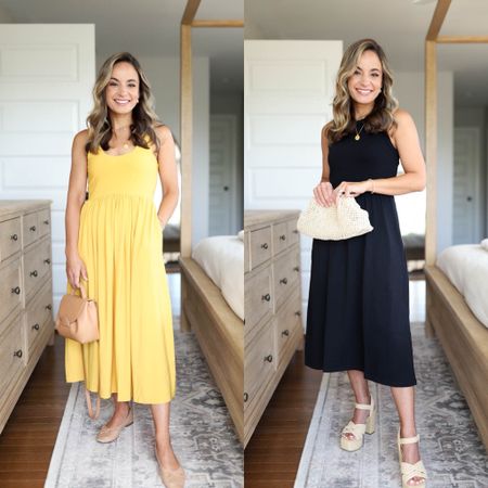 Under $25 petite-friendly dresses! 

Wearing both dresses in petite xs and they are the to size. Both come in other colors as well. 

Shoes are true to size. 

Unable to link the tan bag, it’s from Polene. 

My measurements for reference: 4’10” 105lbs bust, waist, hips 32”, 24”, 35” size 5 shoe 

#LTKFindsUnder50 #LTKSeasonal
