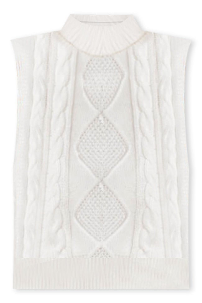 Fingers Crossed Ivory Cable Knit Turtleneck Sweater Tank | Pink Lily