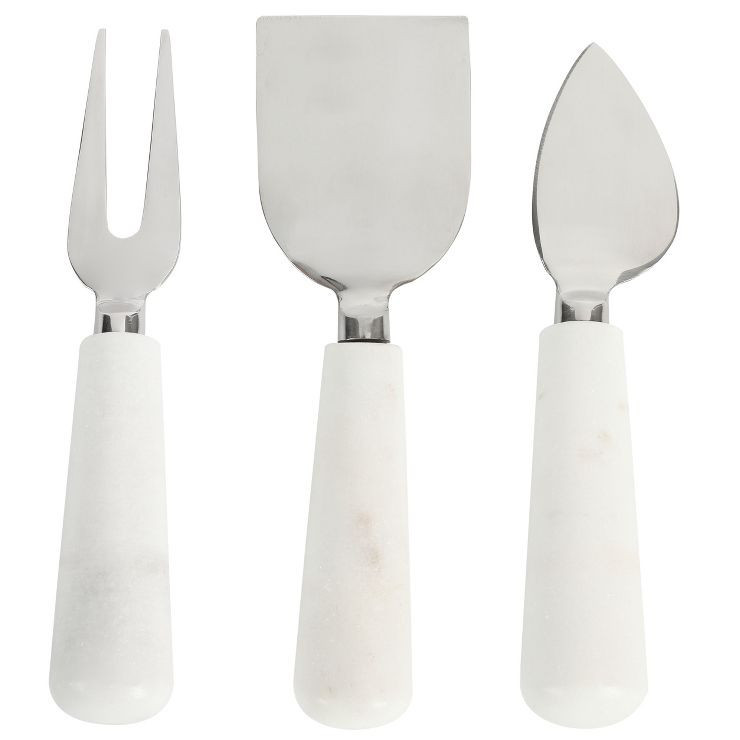 Laurie Gates California Designs Marble and Stainless Steel 3 Piece Cheese Knife Set in White | Target